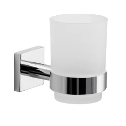 Bissolo Casa Porta Spazzolini<LINEA FELCE - PORTA SPAZZOLINI CROMATO E BIANCO SATINATO 6,7X10,8X9,5CM