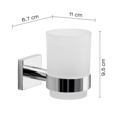Bissolo Casa Porta Spazzolini<LINEA FELCE - PORTA SPAZZOLINI CROMATO E BIANCO SATINATO 6,7X10,8X9,5CM