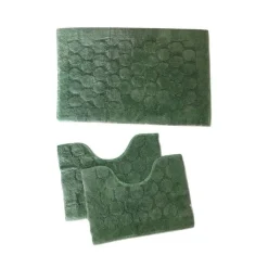 Bissolo Casa Tessile Bagno Tappeti Bagno|Tappeti Bagno<LINEA FOGLIA - PARURE 3PZ TAPPETINI BAGNO VERDE SCURO: vendita online LINEA FOGLIA - PARURE 3PZ TAPPETINI BAGNO VERDE SCURO in offerta