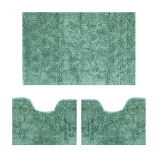 Bissolo Casa Tessile Bagno Tappeti Bagno|Tappeti Bagno<LINEA FOGLIA - PARURE 3PZ TAPPETINI BAGNO VERDE ACQUA: vendita online LINEA FOGLIA - PARURE 3PZ TAPPETINI BAGNO VERDE ACQUA in offerta
