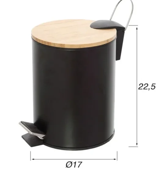 Bissolo Casa Pattumiere Bagno<LINEA HAITI - PATTUMIERA 3L NERO E NATURALE