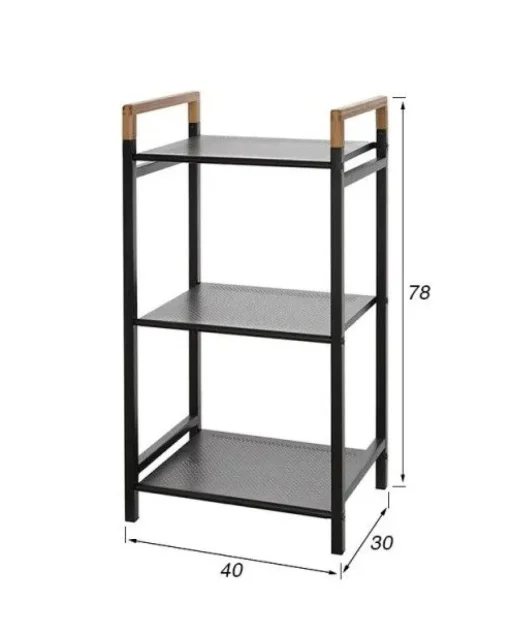 Bissolo Casa Carrelli<LINEA HAITI - SCAFFALE PORTAOGGETTI NERO E NATURALE