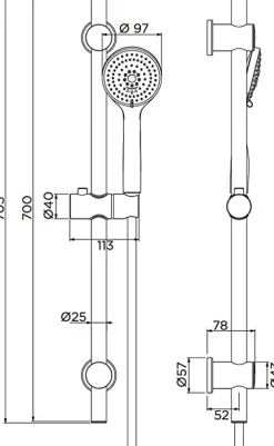 Bissolo Casa Colonne Doccia E Saliscendi<LINEA INFINITY - SALISCENDI 3 GETTI CROMO