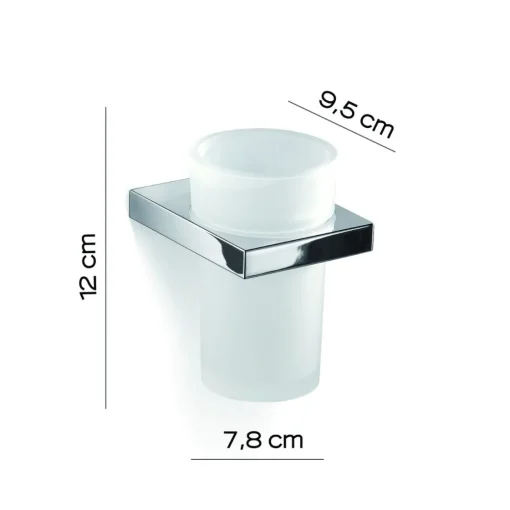 Bissolo Casa Porta Spazzolini<LINEA LANZAROTE - BICCHIERE PORTASPAZZOLINI CROMO E BIANCO