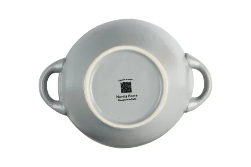 Bissolo Casa Tazze, Tazzine, Coppette Coppette<LINEA MEDITERRANEO - CIOTOLA ZUPPA 2 MANICI IN GRES GRIGIO FANGO 540ML