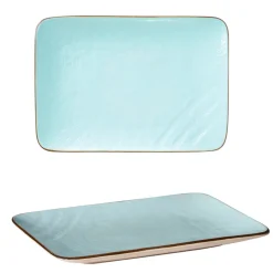 Bissolo Casa Piatti Piani<LINEA MEDITERRANEO - PIATTO RETTANGOLARE GRES TURCHESE 27X19CM