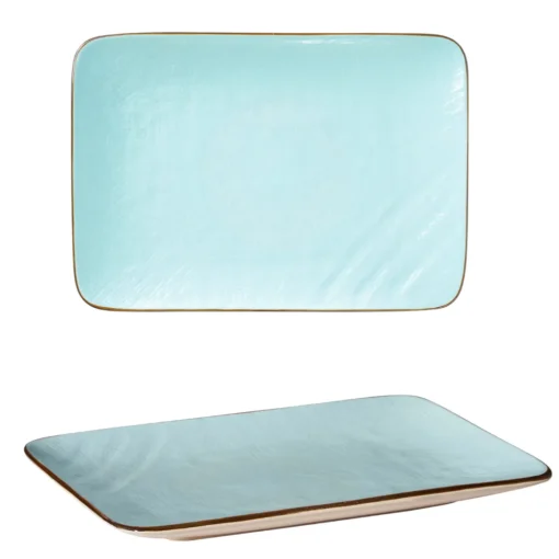 Bissolo Casa Piatti Piani<LINEA MEDITERRANEO - PIATTO RETTANGOLARE GRES TURCHESE 27X19CM