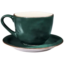 Bissolo Casa Tazze, Tazzine, Coppette Tazze<LINEA MEDITERRANEO - TAZZA CON PIATTINO IN GRES VERDE SCURO 125ML