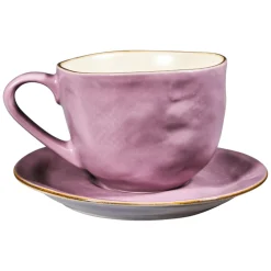 Bissolo Casa Tazze, Tazzine, Coppette Tazze<LINEA MEDITERRANEO - TAZZA CON PIATTINO IN GRES ROSA 125ML