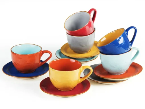 Bissolo Casa Tazze, Tazzine, Coppette Tazze<LINEA MEDITERRANEO - TAZZA CON PIATTINO IN GRES 125ML ASSORTITO