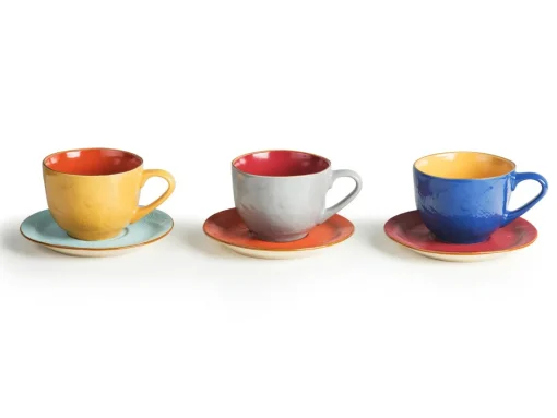 Bissolo Casa Tazze, Tazzine, Coppette Tazze<LINEA MEDITERRANEO - TAZZA CON PIATTINO IN GRES 125ML ASSORTITO