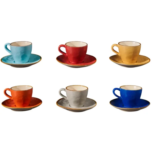 Bissolo Casa Tazze, Tazzine, Coppette Tazzine<LINEA MEDITERRANEO - TAZZINA DA CAFFE IN GRES CON PIATTINO 50ML ASS.