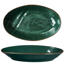 Bissolo Casa Piatti Vassoi<LINEA MEDITERRANEO - VASSOIO OVALE IN GRES VERDE SCURO 28X17X3CM