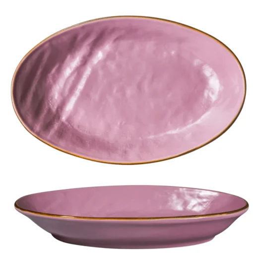 Bissolo Casa Piatti Vassoi<LINEA MEDITERRANEO - VASSOIO OVALE IN GRES ROSA 28X17CM H 3CM