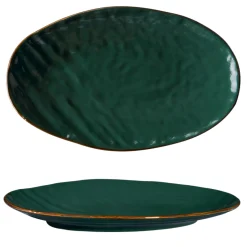 Bissolo Casa Piatti Vassoi<LINEA MEDITERRANEO - VASSOIO OVALE VERDE SCURO IN GRES 36X21CM H 5CM