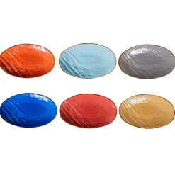 Bissolo Casa Piatti Vassoi<LINEA MEDITERRANEO - VASSOIO OVALE IN GRES 36X21CM H 5CM ASSORTITO