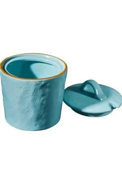 Bissolo Casa Barattoli<LINEA MEDITERRANEO - ZUCCHERIERA IN GRES CON COPERCHIO 9X9X10.5M ASSORTITO