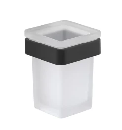 Bissolo Casa Porta Spazzolini<LINEA SAMOA - BICCHIERE PORTASPAZZOLINI BIANCO E NERO MATT