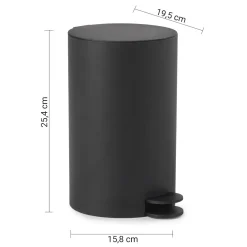 Bissolo Casa Pattumiere Bagno<LINEA SHARON - PATTUMIERA BAGNO 3L NERO MATT