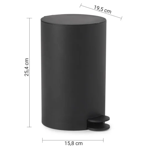 Bissolo Casa Pattumiere Bagno<LINEA SHARON - PATTUMIERA BAGNO 3L NERO MATT