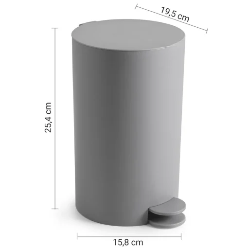 Bissolo Casa Pattumiere Bagno<LINEA SHARON - PATTUMIERA BAGNO 3L GRIGIO MATT