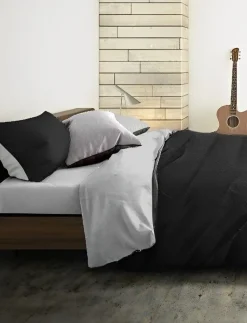 Bissolo Casa Copripiumini<LINEA SUGAR - PARURE COPRIPIUMINO 2 PIAZZE DOUBLE-FACE NERO: vendita online LINEA SUGAR - PARURE COPRIPIUMINO 2 PIAZZE DOUBLE-FACE NERO in offerta