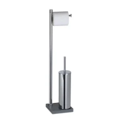 Bissolo Casa Piantane Bagno<LINEA TRILLY - PIANTANA PORTA ROTOLO/SCOPINO CROMO E GRIGIO
