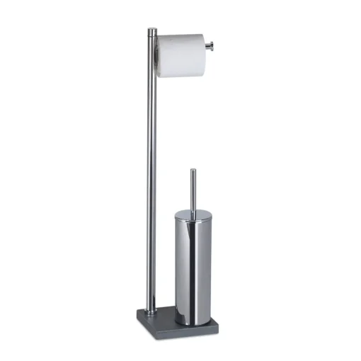 Bissolo Casa Piantane Bagno<LINEA TRILLY - PIANTANA PORTA ROTOLO/SCOPINO CROMO E GRIGIO