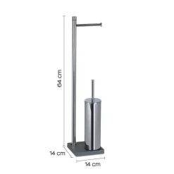 Bissolo Casa Piantane Bagno<LINEA TRILLY - PIANTANA PORTA ROTOLO/SCOPINO CROMO E GRIGIO
