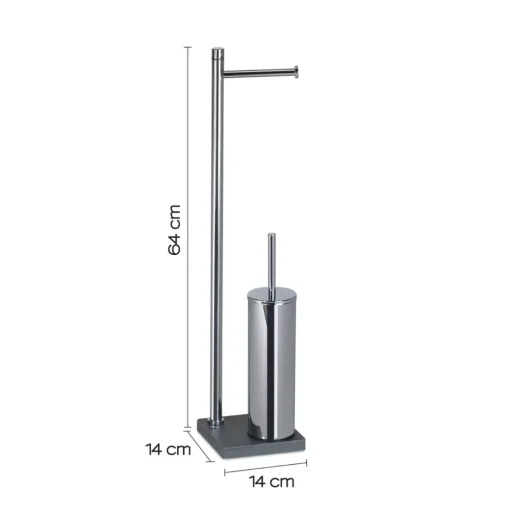 Bissolo Casa Piantane Bagno<LINEA TRILLY - PIANTANA PORTA ROTOLO/SCOPINO CROMO E GRIGIO