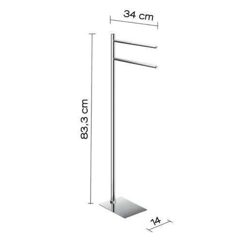 Bissolo Casa Piantane Bagno<LINEA TRILLY - PIANTANA PORTA ASCIUGAMANO CROMATA IN ACCIAIO INOX 13X34X85