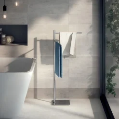 Bissolo Casa Piantane Bagno<LINEA TRILLY - PIANTANA PORTA ASCIUGAMANO CROMATA IN ACCIAIO INOX 13X34X85