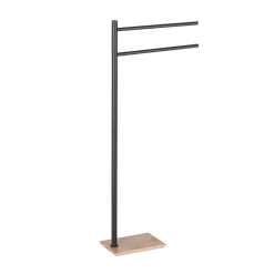 Bissolo Casa Piantane Bagno<LINEA TRILLY - PIANTANA PORTA ASCIUGAMANO NERO MATT E BAMBOO 14X34X84CM