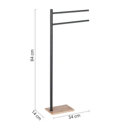 Bissolo Casa Piantane Bagno<LINEA TRILLY - PIANTANA PORTA ASCIUGAMANO NERO MATT E BAMBOO 14X34X84CM