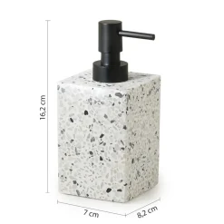 Bissolo Casa Porta Saponi E Dosatori<LINEA ZOE - DOSA SAPONE GRANIGLIA MARMO BIANCO IN RESINA 7X8,2X16,2CM