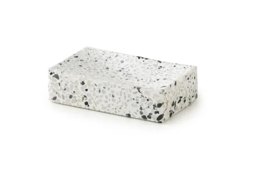 Bissolo Casa Porta Saponi E Dosatori<LINEA ZOE - PORTA SAPONE GRANIGLIA BIANCO/NERO