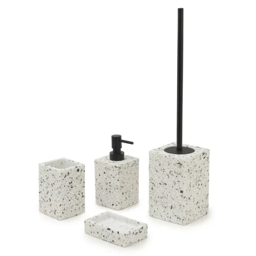 Bissolo Casa Porta Saponi E Dosatori<LINEA ZOE - PORTA SAPONE GRANIGLIA BIANCO/NERO