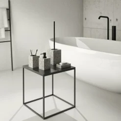 Bissolo Casa Porta Saponi E Dosatori<LINEA ZOE - PORTA SAPONE GRANIGLIA BIANCO/NERO
