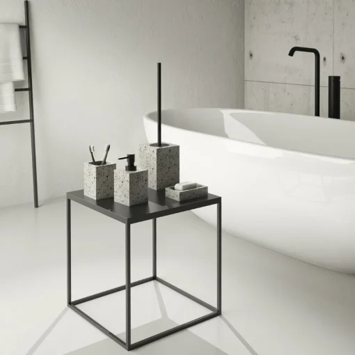 Bissolo Casa Porta Saponi E Dosatori<LINEA ZOE - PORTA SAPONE GRANIGLIA BIANCO/NERO