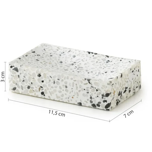 Bissolo Casa Porta Saponi E Dosatori<LINEA ZOE - PORTA SAPONE GRANIGLIA BIANCO/NERO