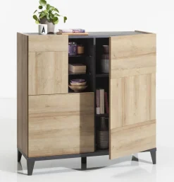 Bissolo Casa Mobili Da Ingresso|Credenze E Vetrine<MADIA 3 ANTE NERO PORTLAND E RIVIERA OAK: vendita online MADIA 3 ANTE NERO PORTLAND E RIVIERA OAK in offerta