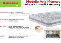 Bissolo Casa Materassi Matrimoniali<MATERASSO ARIA MEMORY MATRIMONIALE 160X190CM A MOLLE TRADIZIONALI E MEMORY