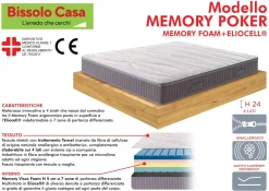 Bissolo Casa Materassi Matrimoniali<MATERASSO MATRIMONIALE MEMORY POKER 160X190 CM IN MEMORY FOAM ED ELIOCELL