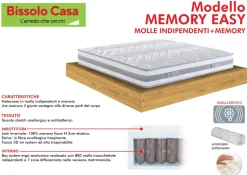 Bissolo Casa Materassi Matrimoniali<Materasso Matrimoniale Molle Insacchettate e Memory: Modello Easy