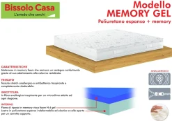 Bissolo Casa Materassi Una Piazza E Mezza<MATERASSO MEMORY GEL 1 PIAZZA E 1/2 120X190CM IN POLIURETANO ESPANSO E MEMORY