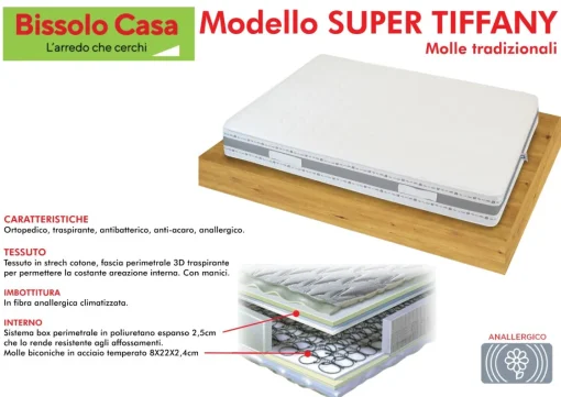 Bissolo Casa Materassi Una Piazza E Mezza<MATERASSO SUPER TIFFANY 1 PIAZZA E 1/2 120X190CM A MOLLE TRADIZIONALI
