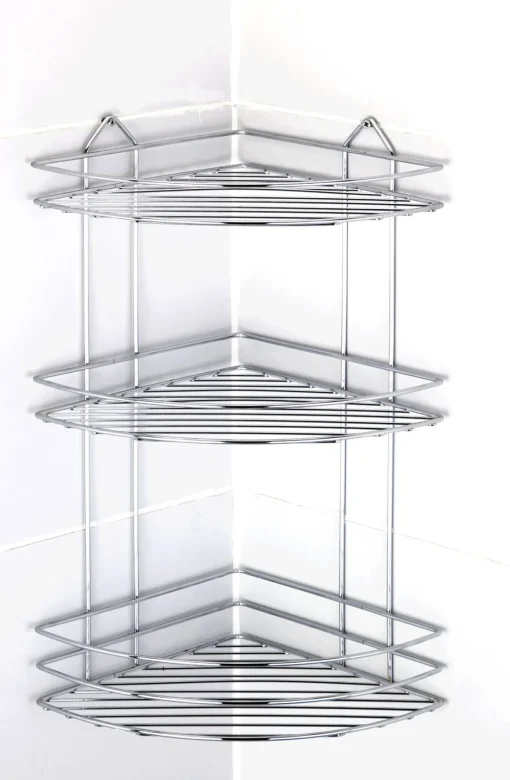 Bissolo Casa Mensole<MENSOLA ANGOLARE PER DOCCIA 3 RIPIANI CM 32X23 H.47 CROMO