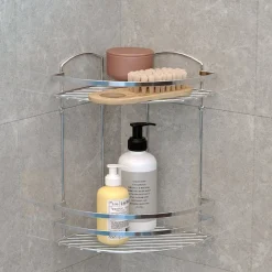 Bissolo Casa Mensole<MENSOLA ANGOLARE PER DOCCIA 2 RIPIANI CM 24X24 H.37,5 CROMO