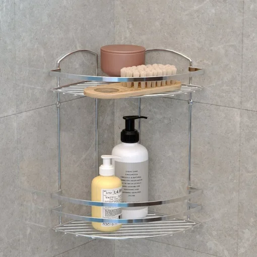 Bissolo Casa Mensole<MENSOLA ANGOLARE PER DOCCIA 2 RIPIANI CM 24X24 H.37,5 CROMO