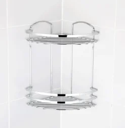 Bissolo Casa Mensole<MENSOLA ANGOLARE PER DOCCIA 2 RIPIANI CM 24X24 H.37,5 CROMO